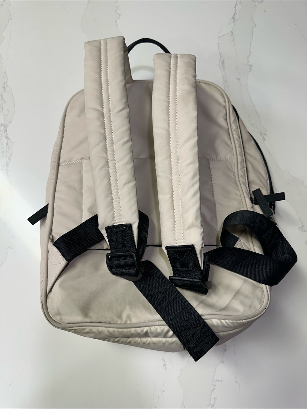 Calpak Light Beige Padded Backpack with Black Accents. Travel Backpack - Picture 4 of 11